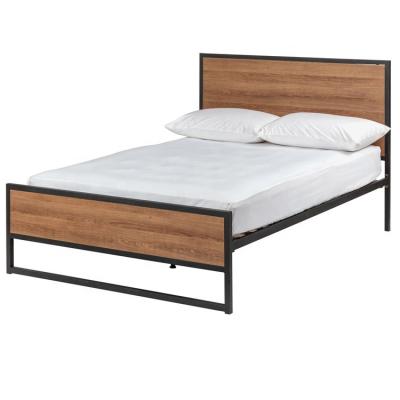 China (Other)Adjustable square tube metal bed frame with platform design wooden headboard and footboard for sale