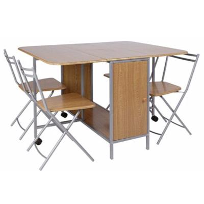 China Wooden Folding Dining Table And Extendable Space Saving Dining Chairs for sale