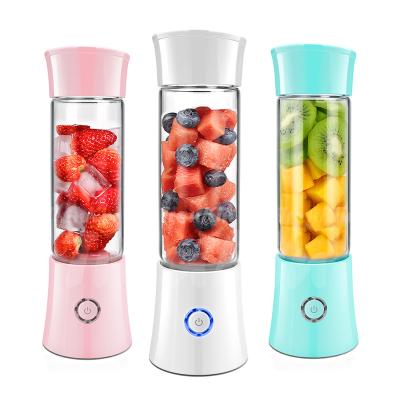 China High Quality Portable Strong Power Blender USB Rechargeable 6 Blades Glass body Juicer Cup Licuadora Portatil for sale