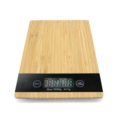 China Rectangular bamboo household digital food balance kitchen weighing scale for sale