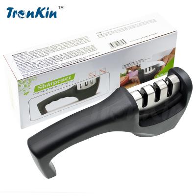 China New model 3 Stages Knife Sharpener Anti-slip Rubber Handle Kitchen Accessory zu verkaufen