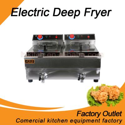 China Factory ect chip factory 2 tank 2 fryer chicken/cookies wholesale electric commercial kfc basket deep fryer for sale