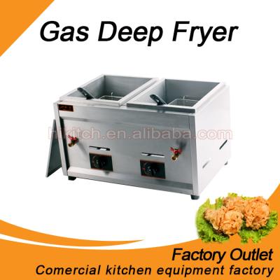 China for meat/chips/donuts etc. frying commercial stainless steel gas fryer / single basket chicken and deep chips fryer for sale