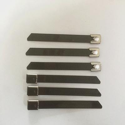 China Steel PVC Coated self-lock stainless steel cable tie 8X300MM plastic spraying metal cable tie ball type cable ties for sale