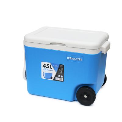 China 45L Waterproof 564 x 356 x 421mm Cooler Box with Wheels Cooler Box Professional Rotomolded Marine Cooler Box Te koop