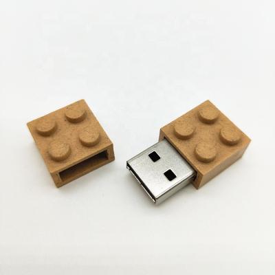 China Storage Files Promotional Gifts Mini Toy Brick Flash Memory Degradable Paper Building Block 32gb Flash Drive Wheat Straw Branded Flash Drive for sale