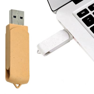 中国 Eco-friendly degradable storage folders pivot flash hard drive recycle usb stick shell wheat paper straw 32gb pendrive 64GB 販売のため