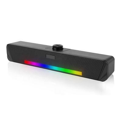 China Creative 2.0 Yes Newest USB Powered PC Game Speaker Sound Bar RGB LED Light Gaming Cable Speaker for sale