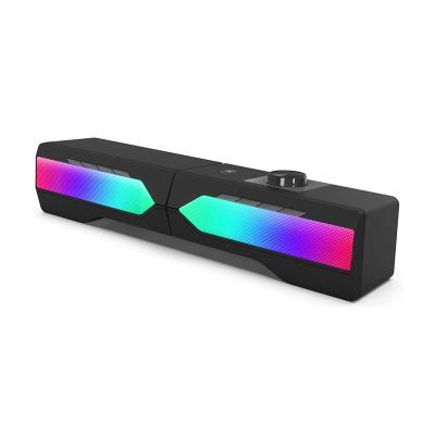 China Creative 2.0 Yes Newest USB Powered PC Game Speaker Sound Bar RGB LED Light Gaming Cable Speaker for sale