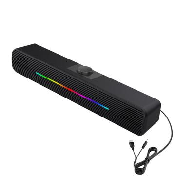 China Creative 2.0 Yes Newest USB Powered PC Game Speaker Sound Bar RGB LED Light Gaming Cable Speaker for sale