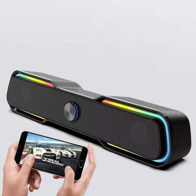 China Creative 2.0 Yes Newest USB Powered PC Game Speaker Sound Bar RGB LED Light Gaming Cable Speaker for sale