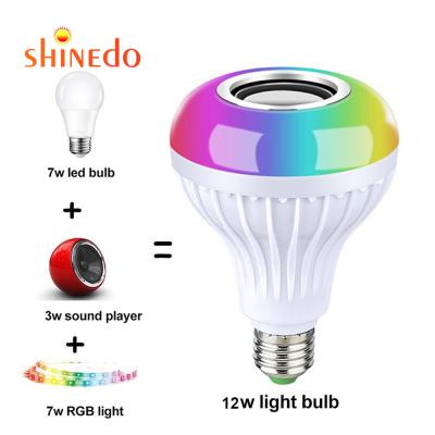 China Garden 12W RGB LED Bulb Lamp E27 Wireless Speaker Smart Led Light With Remote Control for sale