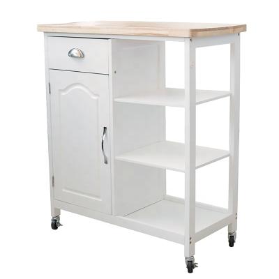 China European Wooden Pine Wood Furniture Kitchen Moving Trolley With Shelf for sale