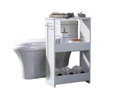 China Environmental Friendly Unique Design Storage Shelf White Coating Rolling Bathroom Cabinet for sale