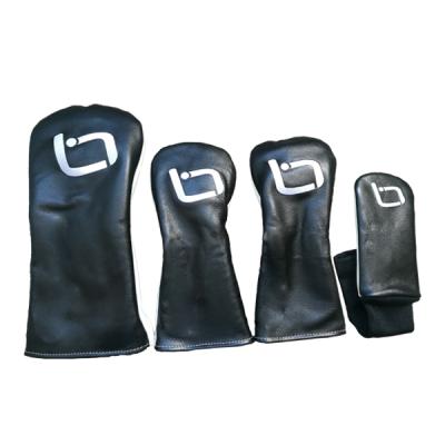 China Golf Head Cover OEM New Custom Design Embroidery Black Leather Real Golf Headcovers for sale