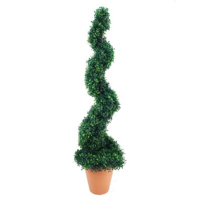 China Art Decor Outdoor Decorations Artificial Plants Garden Multiple Green Topiary UV Boxwood Spiral Tree Home for sale