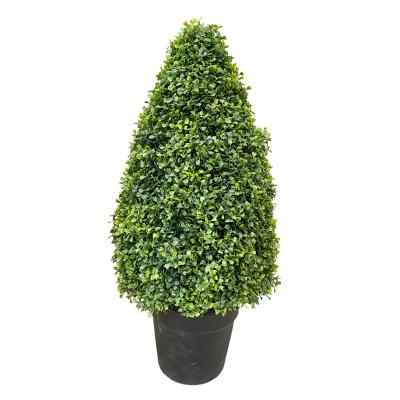 China Art Decor UV Boxwood Cone Shape Artificial Plants Outdoor Indoor Home Decorations for sale