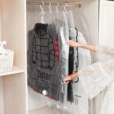 China Flexible Hanger Clear Seal Bags Wardrobe Compressed Bags Space Saving Closet Hanging Organizer Vacuum Bag for sale