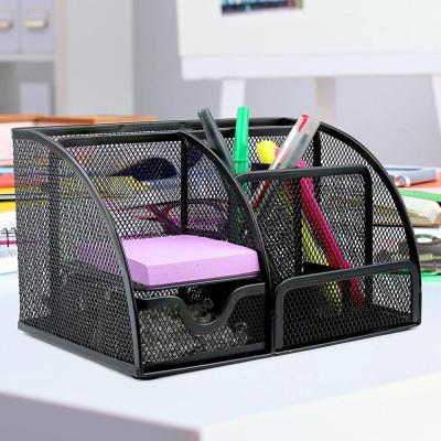 China Large Capacity Metal Office Desk Pen Holder School Office Stationery Pencil Case Eco-friendly Durable Makeup Storage Box for sale