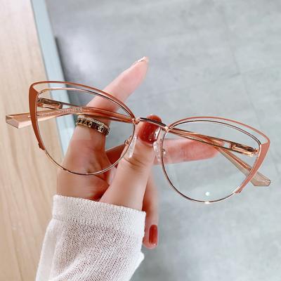 China Wholesale Fashion Cat Eye Metal Frames Anti Blue Light Blocking Glasses For Women for sale