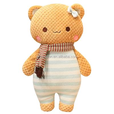 China Animals Large Teddy Bear with Clothes Striped Scarf and Plush Toy Stuffed Animal for Kids Babies Pink Brown Beige White Black Bow for sale