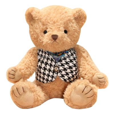 China Animals Small Teddy Bear with Vest Clothes Custom Plush Toy Stuffed Animal for Kids Babies Babies Brown Red White Black for sale