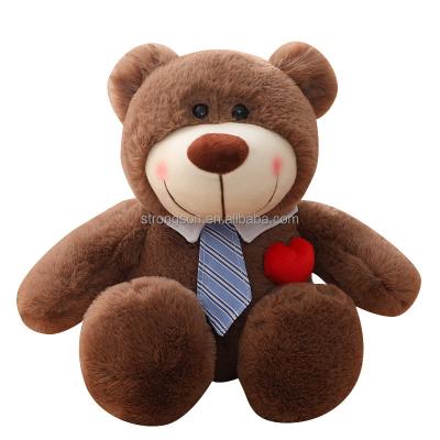 China Animals Small Teddy Bear with Blue Tie and Red Heart Plush Toy Stuffed Animal for Kids Babies Pink Brown White Green Black for sale