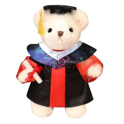 China Little Animals Graduation Teddy Bear Plush Toy Stuffed Animal With Ribbon Bachelor Hat Uniform Embroidered Graphic Customization for sale