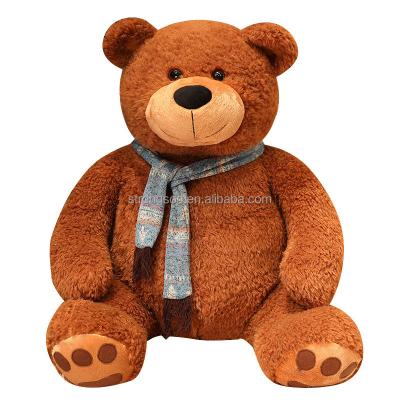 China Large Animals Plush Toy Big Stuffed Animal for Kids Babies with Custom Knitted Scarves Personalized Giant Teddy Bear for sale