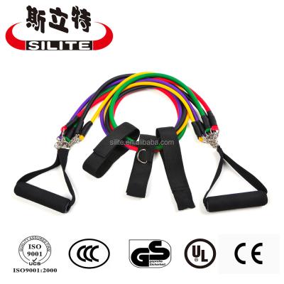 China Cheapest Full Body Workout 11PCS Natural Latex Resistance Bands With Door Anchor, Ankle Strap, Yoga Pilates Exercise Tube for sale