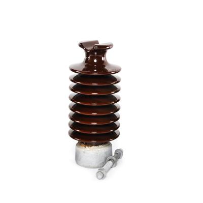 China Porcelain LP Voltage Power Pole Insulators Brown Station Post Insulator for sale