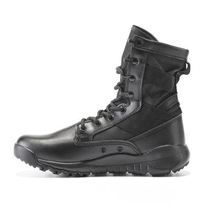 China Round Toe Slip Resistant Leather Combat Footwear Gear With Shock Absorbent Rubber Sole for sale