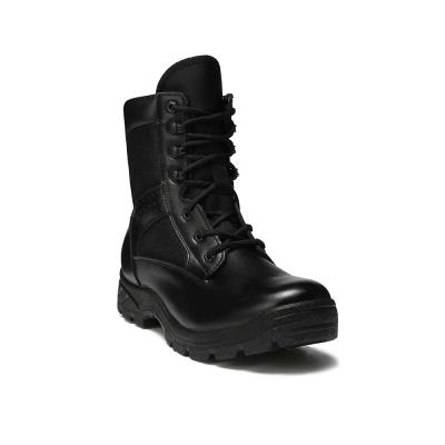 China Black Outdoor PU Rubber Outsole High Upper Shoes Tactical Leather Combat Boots for Men for sale