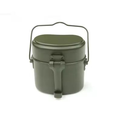 China Tactical Canteen Olive Green Aluminum Kettle 3 Piece Lunch Box Tactical Outdoor Gear for sale