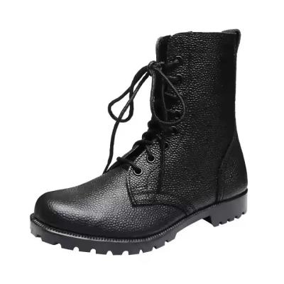 China Customized Uniform Tactical Footwear Black Color Leather Boots with Geinuen Leather Training Shoes Black Boots for sale