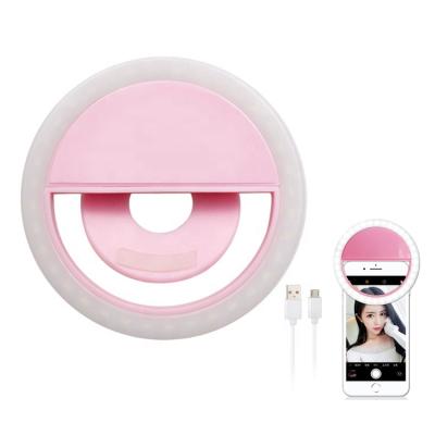 China Beauty Selfie Rechargeable Light Pink Mobile Phone LED Ring Light for Laptop or Phone Tablet for sale