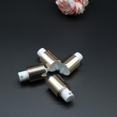 China 20/410 factory wholesale child safe high quality aluminum pump gold lotion pump for airless bottles for sale