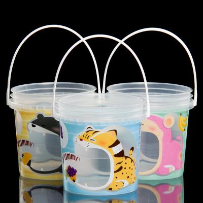 China Foodstuffs 1-2 Liter PP Transparent Plastic Buckets For Honey Yogurt Ice Cream Drum 0504 for sale