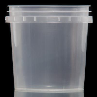 China Foodstuff 1 Liter 1000ml PP Clear Plastic Bucket With Cover for sale