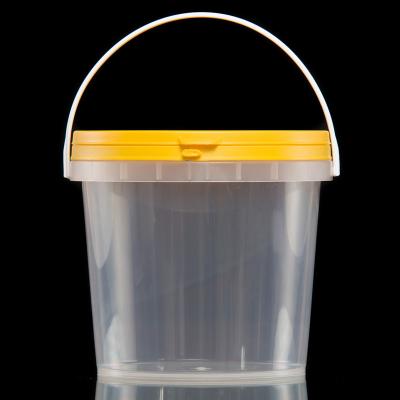 China 1000ml / 2000ml Paint Clear Food Grade Plastic Bucket With Handle for sale