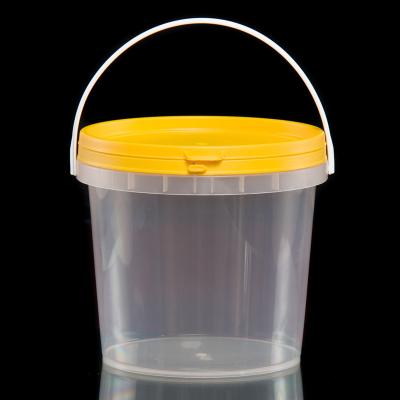 China Foodstuffs 1 To 2l Tear Strip Lid Round Plastic Bucket For Food for sale