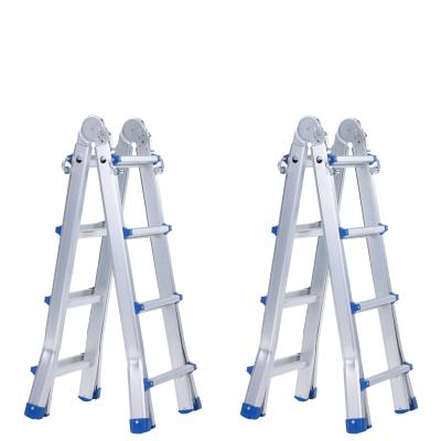 China Folding Ladders Folding extension ladder aluminum telescopic step ladder anti-skip stairs for warehouse outdoor for sale