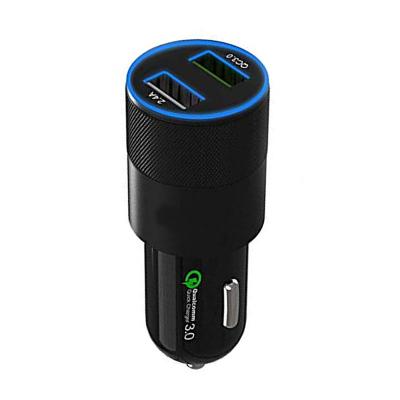 China New Popular China-chic 2-Port Car Charger 31W Fast Fast Aluminum Car USB Charger QC3.0+2.4A For iPhone/Samsung/Huawei/XIAOMI for sale