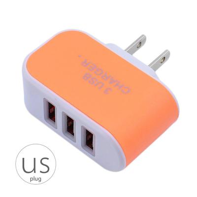 China Universal 3 USB Ports 5V 2A Mini Travel Mobile Phone USB Wall Power Adapter USA Portable Charger with LED Indicators for sale