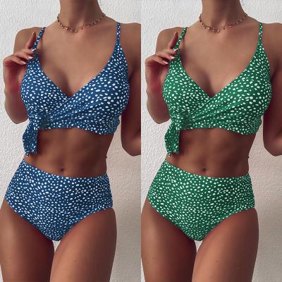 China 2020 New Triangle Cup Bikini Women V Neck Swimwear Animal Print High Waist Swimsuit Hot Sale High Waist Swimsuit QUICK DRY Crop Top Beach Wear for sale