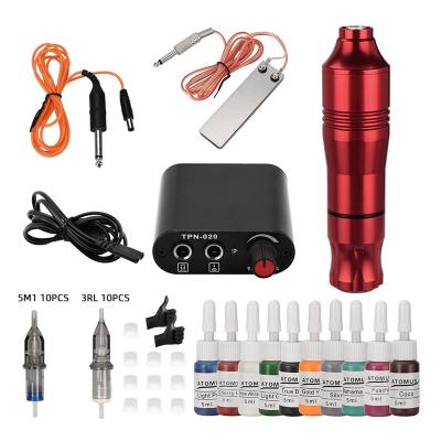 China Zinc Alloy Rotary Machine Pen Tattoo Kit Tattoo Needles Tattoo Foot Pedal Power Supply Tattoo Ink And Cups For Tattoo Pract W16149R-EU for sale