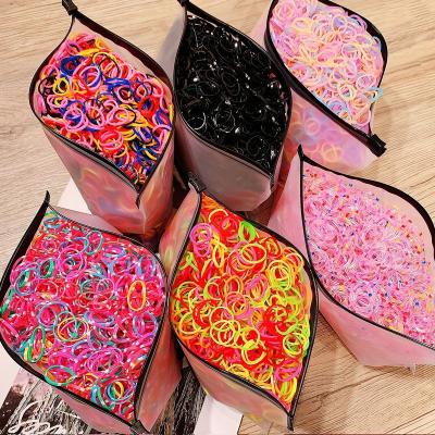 China Lot Mix Color Kids Hair Scrunchies 1000pcs Elastic Hair Bands Hair Decoration Ponytail Rubber Holder Bands Wraps Girls Hair Accessories for sale