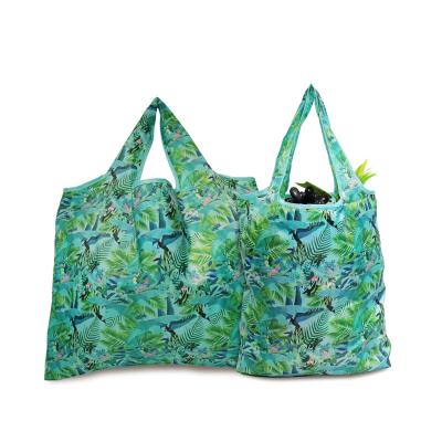 China 100% eco-friendly 210T polyester shopping bags RPET collapsible grocery bag maket tote bags foldable eco-friendly for sale