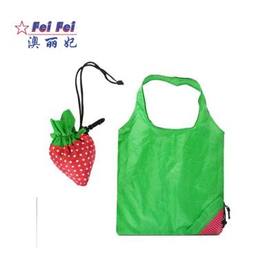 China Eco-Friendly Fashionable rPET Strawberry Reusable Shopping Grocery Polyester Custom Folding Foldable Bag for sale