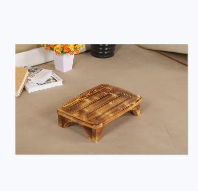 China Solid Wood Burnt Wood Tray Bed Step Stool Finish Decor Flower Storage Display Rack for sale